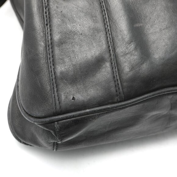 Derek Alexander Leather Shoulder Bag Black Brown Tote Purse Plaid Lining Classic - Picture 12 of 14